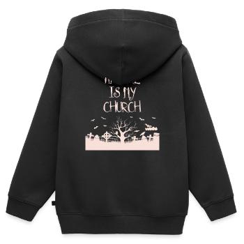 Die Natur ist meine Kirche Satanic Satanismus - Kinder Premium Organic Zip Hoodie - Schwarz - Hinten - AI Model Kid Male (0cm)