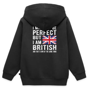 Brite Großbritannien Flagge Britische Herkunft - Kinder Premium Organic Zip Hoodie - Schwarz - Hinten - AI Model Kid Male (0cm)