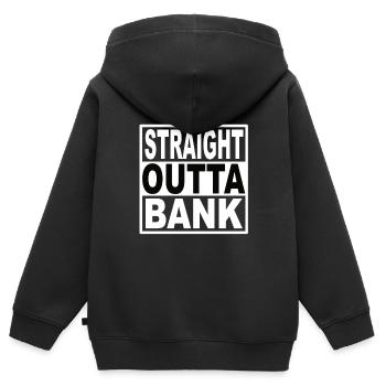 Banque Straigt Outta - Sweat Premium à capuche zippé enfant bio - noir - Dos - AI Model Kid Male (0cm)