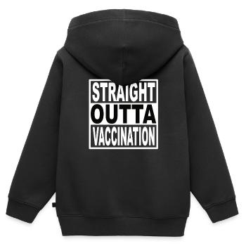 Straigt Outta Vaccination - Sweat Premium à capuche zippé enfant bio - noir - Dos - AI Model Kid Male (0cm)