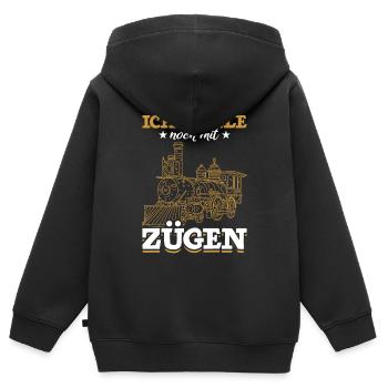 Züge Lok Zug - Kinder Premium Organic Zip Hoodie - Schwarz - Hinten - AI Model Kid Male (0cm)