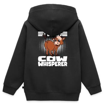 Les fesses de vache Le chuchoteur de vache - Sweat Premium à capuche zippé enfant bio - noir - Dos - AI Model Kid Male (0cm)