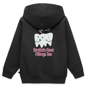 Zahnärzte haben Füllungen zu Zahnärztlichen - Kinder Premium Organic Zip Hoodie - Schwarz - Hinten - AI Model Kid Male (0cm)