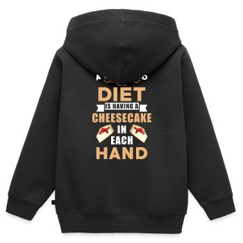 Régime cheesecake - Sweat Premium à capuche zippé enfant bio - noir - Dos - AI Model Kid Male (0cm)