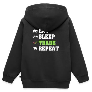 Manger Sleep Trade Trader répétitif Trader Traden - Sweat Premium à capuche zippé enfant bio - noir - Dos - AI Model Kid Male (0cm)