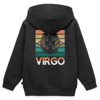 Signe du zodiaque Vierge Astorolgie Horoscope Signe - Sweat Premium à capuche zippé enfant bio - noir - Dos - AI Model Kid Male (0cm)