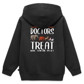 Les vrais médecins vétérinaires traitent plus d’un - Sweat Premium à capuche zippé enfant bio - noir - Dos - AI Model Kid Male (0cm)