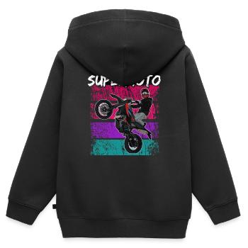 Supermoto / Supermotard / Supermoto Wheelie - Kinder Premium Organic Zip Hoodie - Schwarz - Hinten - AI Model Kid Male (0cm)