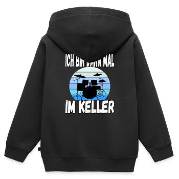 Ich bin dann mal im Keller - Kinder Premium Organic Zip Hoodie - Schwarz - Hinten - AI Model Kid Male (0cm)