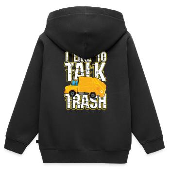 J’aime parler trash pour un homme - Sweat Premium à capuche zippé enfant bio - noir - Dos - AI Model Kid Male (0cm)