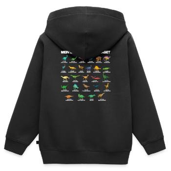Dinosaurier Alphabet A-Z Dino ABC T-Rex - Kinder Premium Organic Zip Hoodie - Schwarz - Hinten - AI Model Kid Male (0cm)