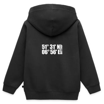 Coordonnées de Bottrop - Sweat Premium à capuche zippé enfant bio - noir - Dos - AI Model Kid Male (0cm)