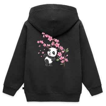 Panda Kirschblüten Kirschblüte Japanisch Pandas - Kinder Premium Organic Zip Hoodie - Schwarz - Hinten - AI Model Kid Male (0cm)