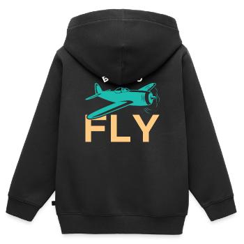 Né pour pilote d’aviation - Sweat Premium à capuche zippé enfant bio - noir - Dos - AI Model Kid Male (0cm)