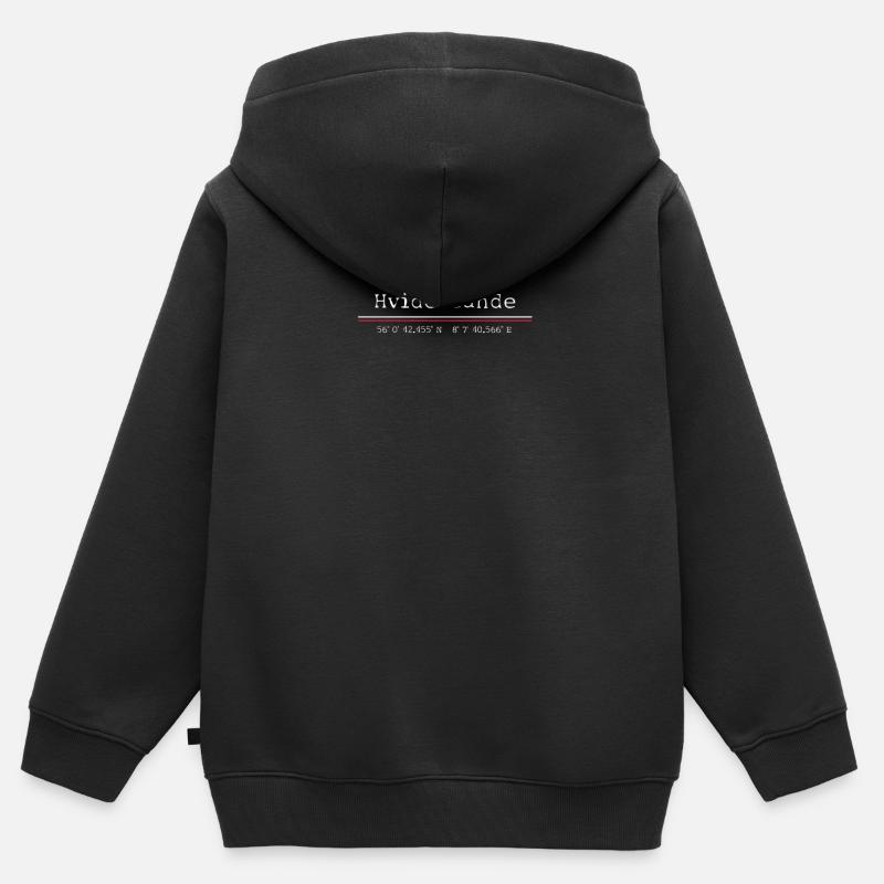 Hvide Sande Copenhague Danemark Dansk Idée cadeau - Sweat Premium à capuche zippé enfant bio - noir