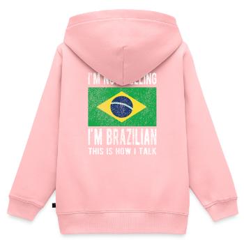 Brésil Brésil Drapeau brésilien - Sweat Premium à capuche zippé enfant bio - rose - Dos - AI Model Kid Female (0cm)
