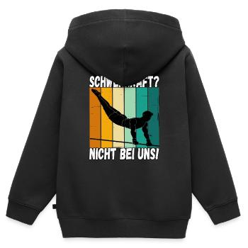 Schwerkraft? Nicht Bei Uns - Turnen Turner - Kinder Premium Organic Zip Hoodie - Schwarz - Hinten - AI Model Kid Male (0cm)