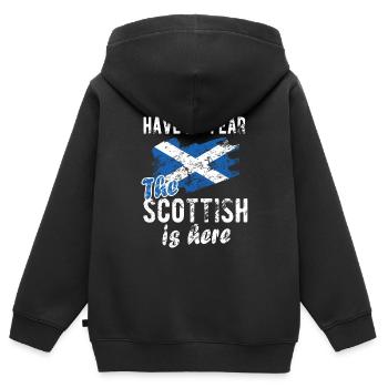 Fier Écossais Ecosse Drapeau écossais - Sweat Premium à capuche zippé enfant bio - noir - Dos - AI Model Kid Male (0cm)