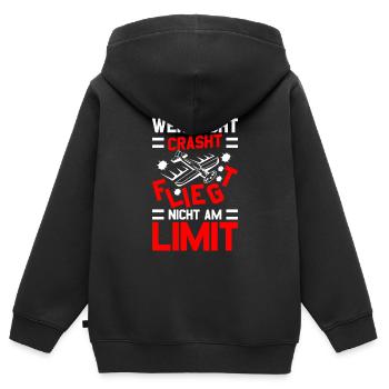 Modellflug Modellbauer Modellflieger Modelflug - Kinder Premium Organic Zip Hoodie - Schwarz - Hinten - AI Model Kid Male (0cm)