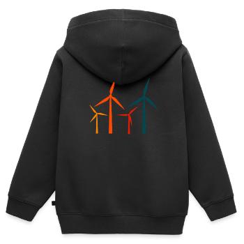 Énergie éolienne - Sweat Premium à capuche zippé enfant bio - noir - Dos - AI Model Kid Male (0cm)