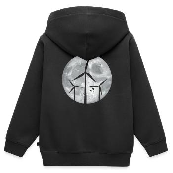 Éolienne - Sweat Premium à capuche zippé enfant bio - noir - Dos - AI Model Kid Male (0cm)