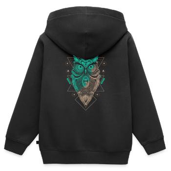 Eule Eulen Fan Lieblingstier Eule - Kinder Premium Organic Zip Hoodie - Schwarz - Hinten - AI Model Kid Male (0cm)