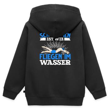 Schwimmen lustiger Spruch Schwimmer Wassersport - Kinder Premium Organic Zip Hoodie - Schwarz - Hinten - AI Model Kid Male (0cm)