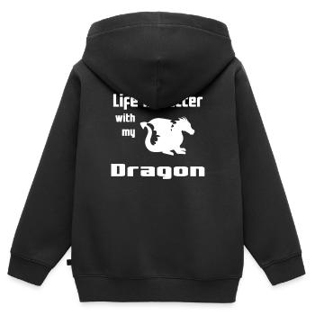 La vie est meilleure avec mon dragon - Sweat Premium à capuche zippé enfant bio - noir - Dos - AI Model Kid Male (0cm)