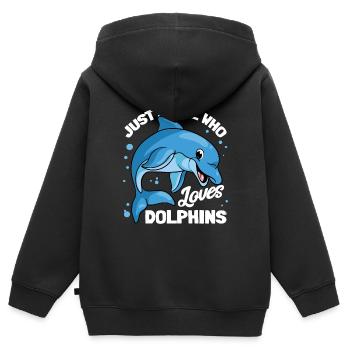 Dauphin Dauphin Dauphin - Sweat Premium à capuche zippé enfant bio - noir - Dos - AI Model Kid Male (0cm)