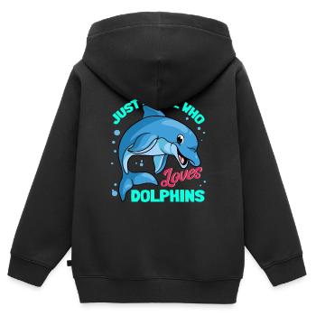 Dauphin Dauphin Dauphin - Sweat Premium à capuche zippé enfant bio - noir - Dos - AI Model Kid Male (0cm)