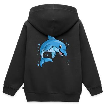 Dauphin Dauphin - Sweat Premium à capuche zippé enfant bio - noir - Dos - AI Model Kid Male (0cm)