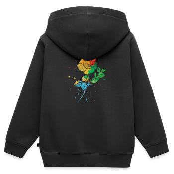 Rose Roses Rose Garden Jardinier - Sweat Premium à capuche zippé enfant bio - noir - Dos - AI Model Kid Male (0cm)
