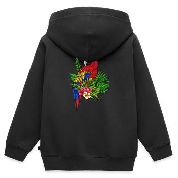 Papagei - Kinder Premium Organic Zip Hoodie - Schwarz - Hinten - AI Model Kid Male (0cm)