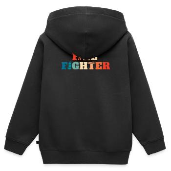 Retro Volunteer Fire Brigade Vintage Pompier - Sweat Premium à capuche zippé enfant bio - noir - Dos - AI Model Kid Male (0cm)