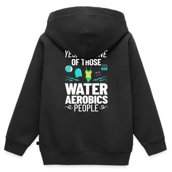 AquaGym Aquafitness Aqua Training Aqua - Sweat Premium à capuche zippé enfant bio - noir - Dos - AI Model Kid Male (0cm)