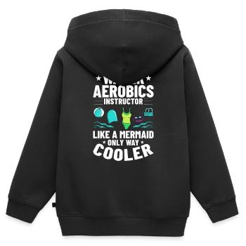 AquaGym Aquafitness Aqua Training Aqua - Sweat Premium à capuche zippé enfant bio - noir - Dos - AI Model Kid Male (0cm)