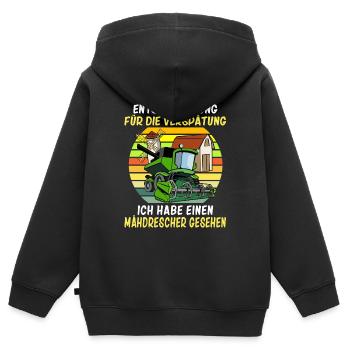 Entschuldigung das ich zu spät bin Mähdrescher - Kinder Premium Organic Zip Hoodie - Schwarz - Hinten - AI Model Kid Male (0cm)