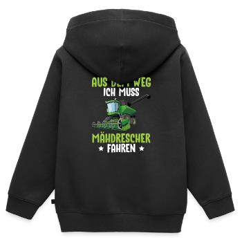 Aus Dem Weg Ich Muss Mähdrescher Fahren - Kinder Premium Organic Zip Hoodie - Schwarz - Hinten - AI Model Kid Male (0cm)