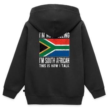 Afrique du Sud Drapeau Afrique du Sud Origine Afrique du Sud - Sweat Premium à capuche zippé enfant bio - noir - Dos - AI Model Kid Male (0cm)