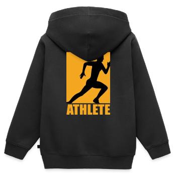 Athlete Design - Kinder Premium Organic Zip Hoodie - Schwarz - Hinten - AI Model Kid Male (0cm)