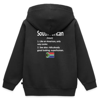 Afrique du Sud Drapeau Afrique du Sud Afrique du Sud Racines - Sweat Premium à capuche zippé enfant bio - noir - Dos - AI Model Kid Male (0cm)