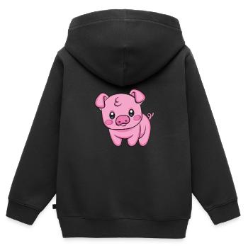 Hausschwein Wildschwein Bauer Bauernhof | Schwein - Kinder Premium Organic Zip Hoodie - Schwarz - Hinten - AI Model Kid Male (0cm)
