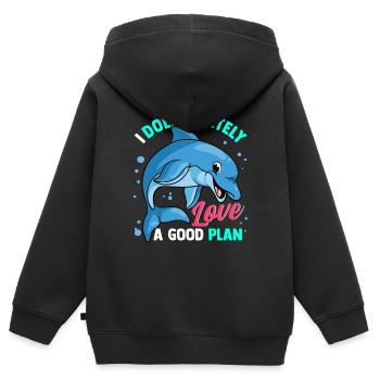 Dauphin Dauphin Dauphin - Sweat Premium à capuche zippé enfant bio - noir - Dos - AI Model Kid Male (0cm)