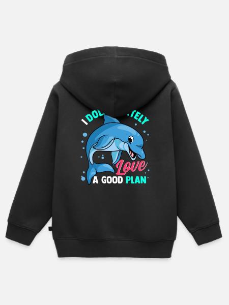 Delphine Delphin Delfin - Kinder Premium Organic Zip Hoodie - Schwarz