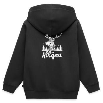 Allgäu mit Bergen - Allgäu Design - Kinder Premium Organic Zip Hoodie - Schwarz - Hinten - AI Model Kid Male (0cm)