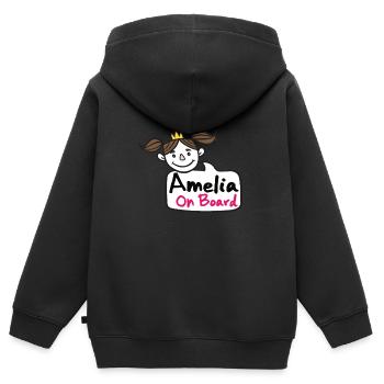 Amelia On Board - Kinder Premium Organic Zip Hoodie - Schwarz - Hinten - AI Model Kid Male (0cm)