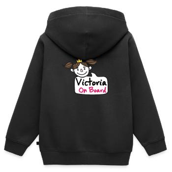 Victoria On Board - Kinder Premium Organic Zip Hoodie - Schwarz - Hinten - AI Model Kid Male (0cm)