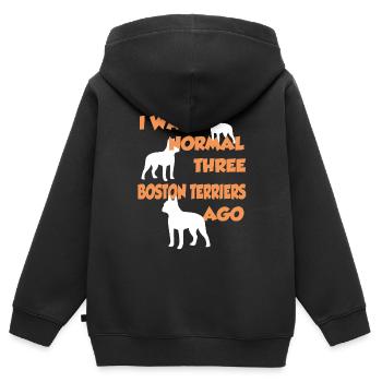 I Was Normal Three Boston Terriers Ago - Boston Te - Kinder Premium Organic Zip Hoodie - Schwarz - Hinten - AI Model Kid Male (0cm)