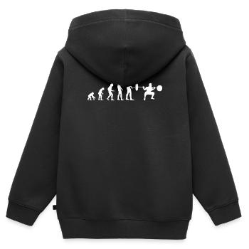 Bodybuilder Force Sport Squats Squats Cadeau - Sweat Premium à capuche zippé enfant bio - noir - Dos - AI Model Kid Male (0cm)
