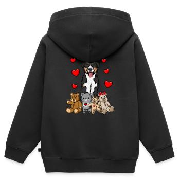 Appenzeller Sennenhund Kuscheltier Hund - Kinder Premium Organic Zip Hoodie - Schwarz - Hinten - AI Model Kid Male (0cm)
